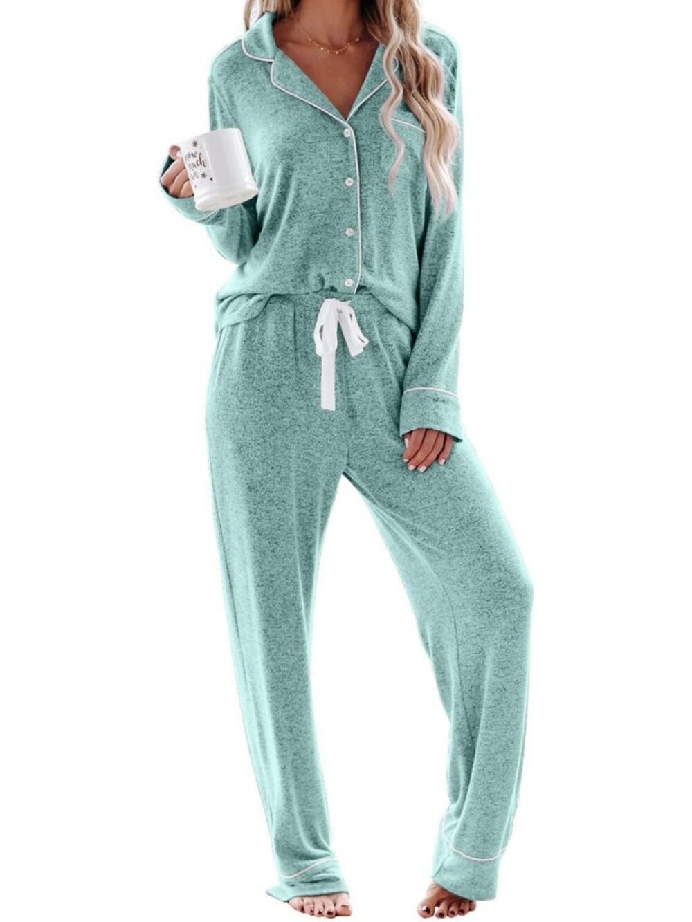 Cozy Long Sleeve Pajama Set for Women | Soft Button Down Sleepwear & Lounge Wear